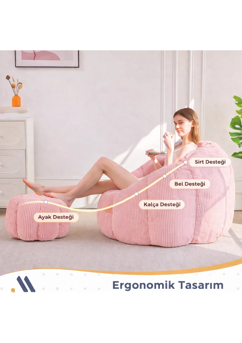 Ergonomik Yer Tipi TV & Gaming Yer Koltuğu – Yetişkin Armut Puf Berjer 105x80 cm | Modern Salon & Balkon Koltuğu